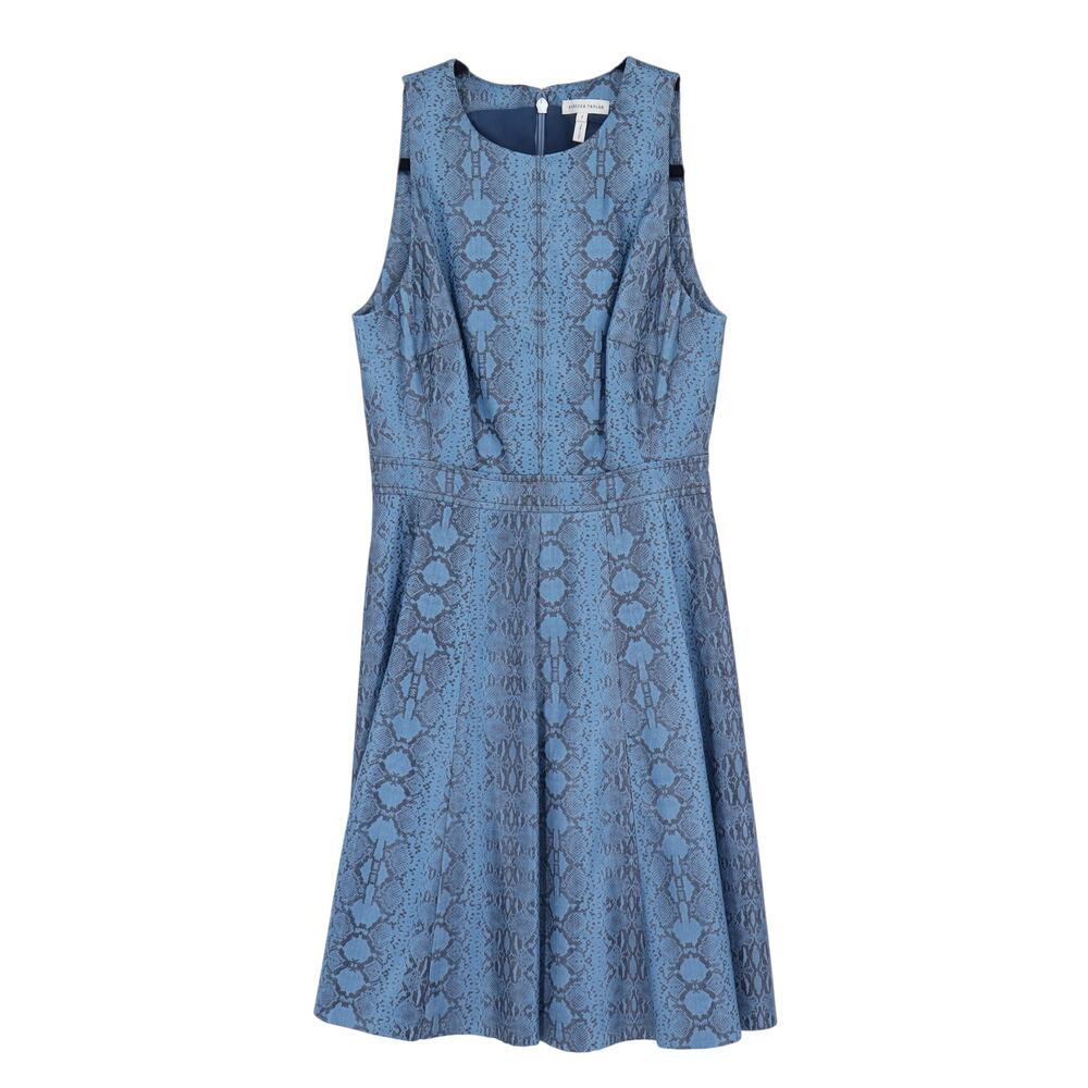 Rebecca Taylor Stretch Snake Print Mini Dress Faux Leather Sleeveless Women's 2